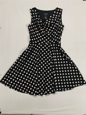 Enfocus Studio Black Dress with Cream Polka Dots